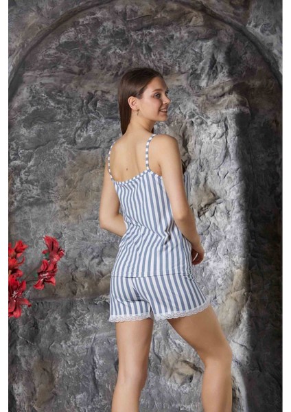 Beyaz Dantel Detaylı Ip Askı Şortlu Milan Kadın Pijama Takımı modelleri