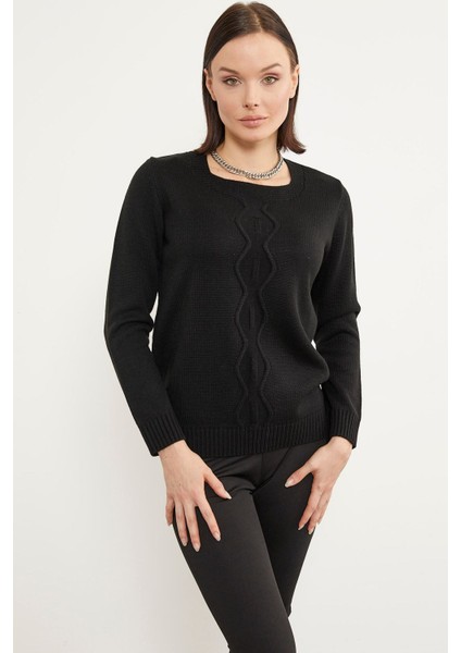 Önü Örgü Detaylı Triko Basic Kazak - Güneş modelleri