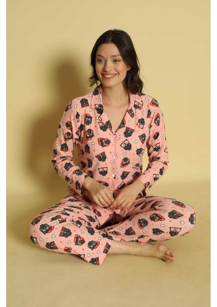 Kadın Önden Düğmeli Yeni Sezon Homewear Pijama Takımı Yeni Sezon