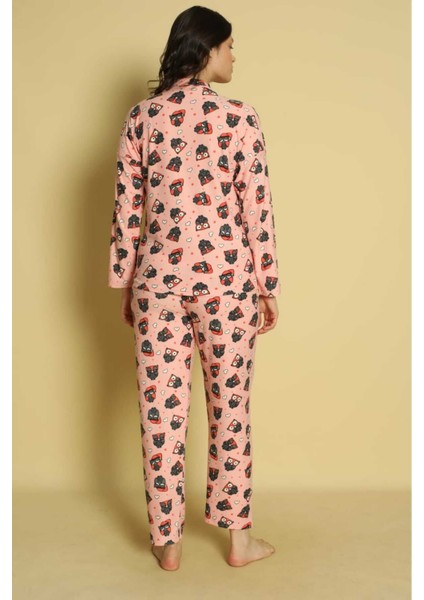 Kadın Önden Düğmeli Yeni Sezon Homewear Pijama Takımı Yeni Sezon modelleri