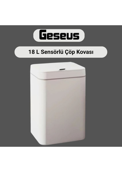 Sensörlü Otomatik Plastik Çöp Kovası 18 Litre-Beyaz Yerli Üretim