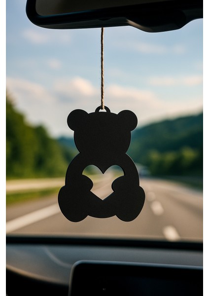 Lazer Kesim “❤️🐻” Kalp Tutan Ayı Araba Dikiz Aynası Süsü