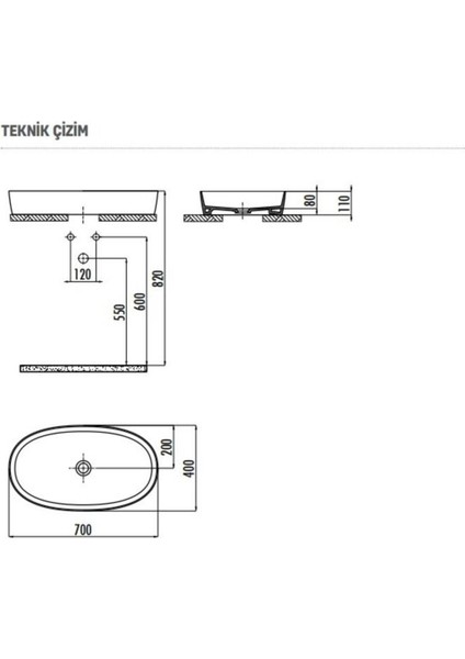 LP170 Loop Tezgah Üstü Oval Çanak Lavabo 40X70 cm fiyatları