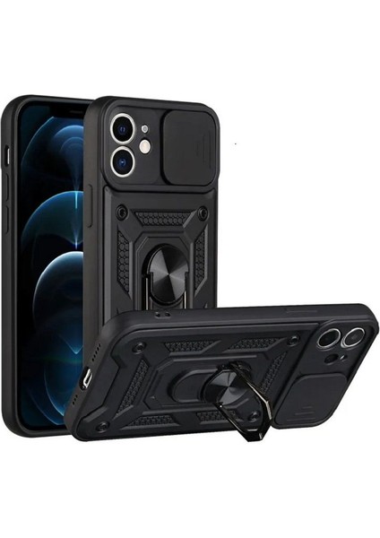 Iphone 11 Uyumlu Kamera Koruma Sürgülü Yüzüklü Tank Kılıf