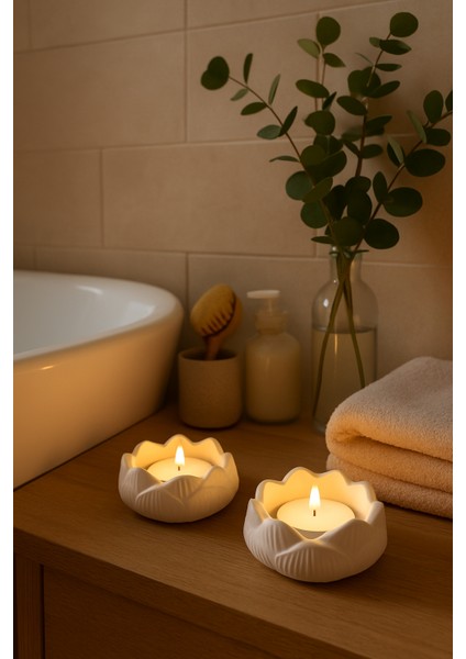 Dekoratif Lotus Görünümlü 2li Mumluk - Dekoratif Obje Biblo fiyatları