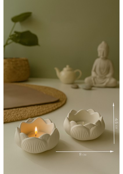 Dekoratif Lotus Görünümlü 2li Mumluk - Dekoratif Obje Biblo fırsatları