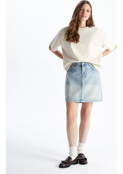 Yeni Sezon Standart Fit Kadin Jean Etek - S59921Z8
