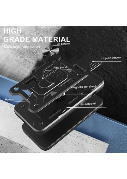 Iphone 16E Uyumlu Kamera Koruma Sürgülü Yüzüklü Tank Kılıf modelleri