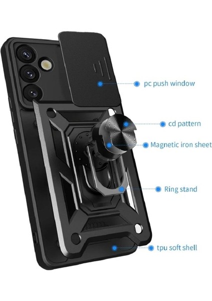 Samsung Galaxy A25 Uyumlu Kamera Koruma Sürgülü Yüzüklü Tank Kılıf fiyatları