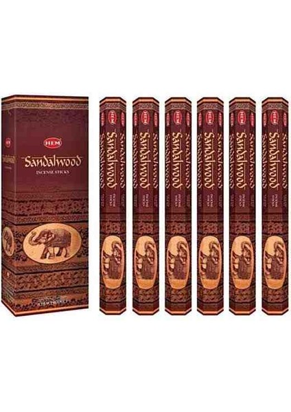Hem Sandalwood 6 Paket Toplam 120 Çubuk Tütsü