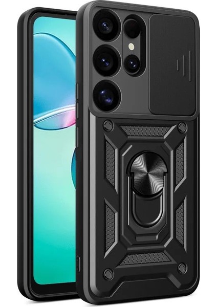 Samsung Galaxy S25 Ultra Uyumlu Kamera Koruma Sürgülü Yüzüklü Tank Kılıf