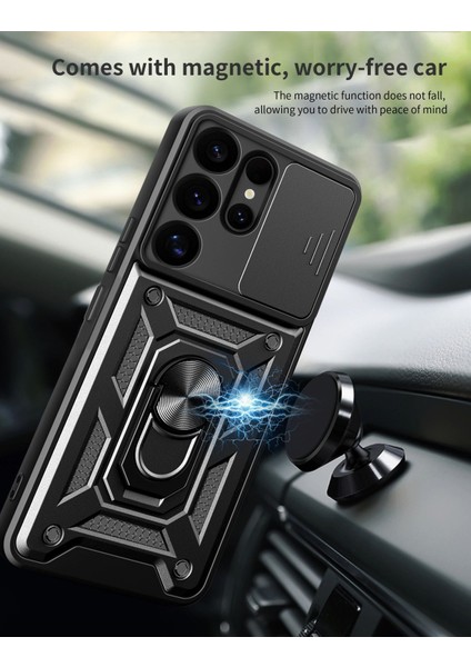 Samsung Galaxy S25 Ultra Uyumlu Kamera Koruma Sürgülü Yüzüklü Tank Kılıf modelleri