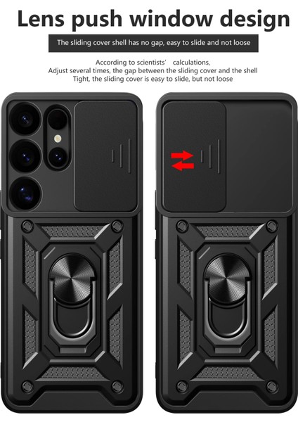 Samsung Galaxy S25 Ultra Uyumlu Kamera Koruma Sürgülü Yüzüklü Tank Kılıf