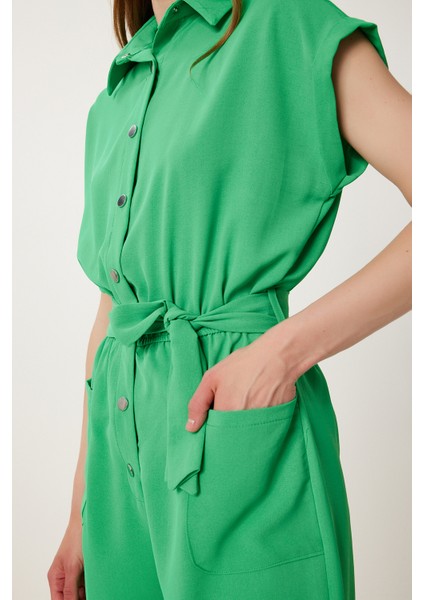 Polo Yaka Mini Dokuma Tulum LPB0006 Yeşil fırsatları