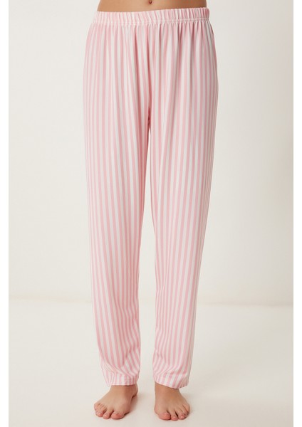 Desenli Esnek Yumuşak Dokulu Pijama Takımı LFP0004 Pembe fırsatları