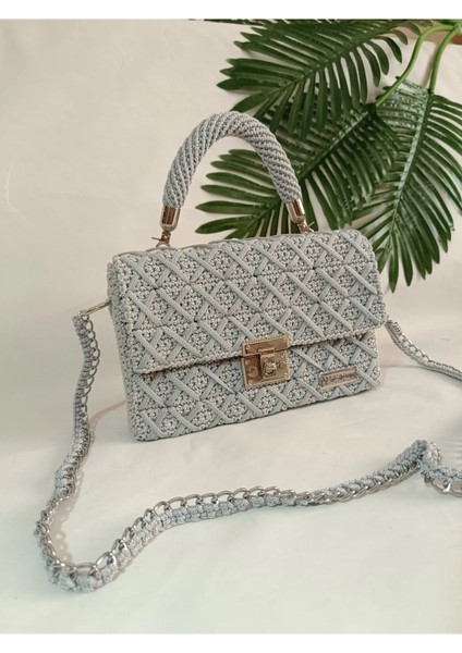 Veronica Art Çapraz Örgü Gri Omuz Çantası