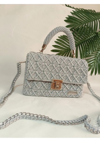 Veronica Art Çapraz Örgü Gri Omuz Çantası