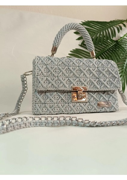 Veronica Art Çapraz Örgü Gri Omuz Çantası modelleri