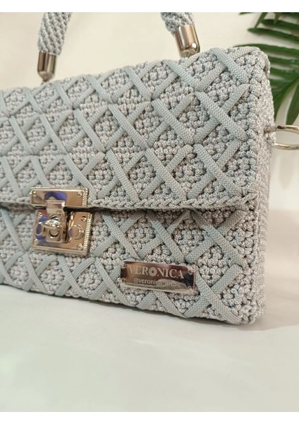 Veronica Art Çapraz Örgü Gri Omuz Çantası