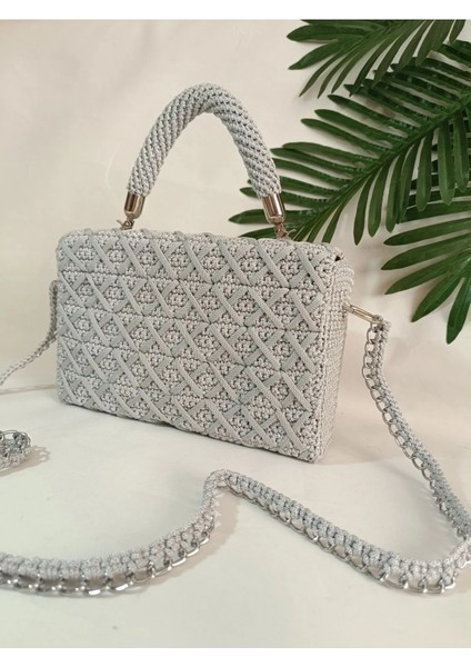 Veronica Art Çapraz Örgü Gri Omuz Çantası