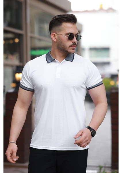 Erkek Yakalı Kagi Kumaş Kısa Kollu T-Shirt