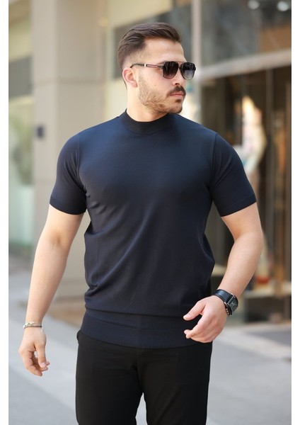 Erkek Yarım Balıkçı Yaka Kısa Kollu Tişört