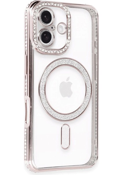 iPhone 16 Kılıf Joke Simli Magneticsafe Kılıf - Pembe