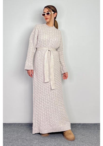 Kadın Ashley Taş Saç Örgülü Triko Uzun Elbise