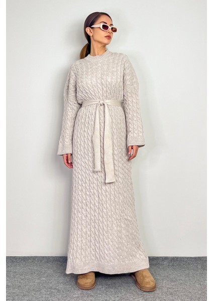 Kadın Ashley Taş Saç Örgülü Triko Uzun Elbise fiyatları