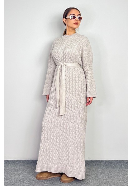 Kadın Ashley Taş Saç Örgülü Triko Uzun Elbise