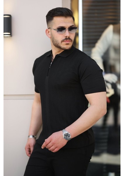 Erkek Yakası Fermuarlı Kısa Kollu T-Shirt fiyatları