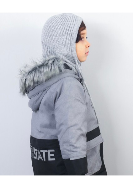 Çocuk Ipli Gri Balaclava Triko Bere / Başlık modelleri
