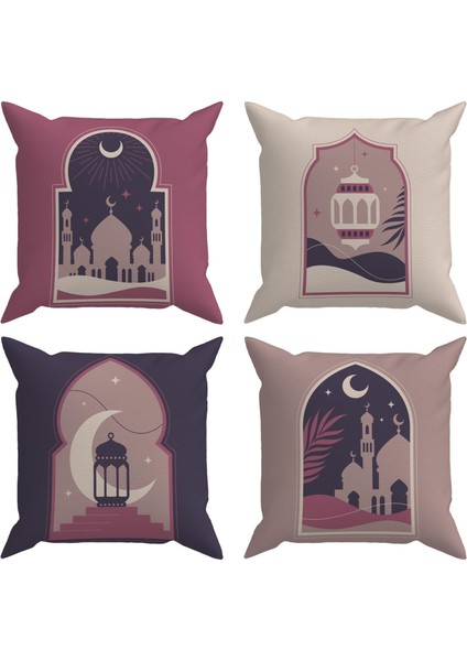 Evdek Ramadan 4'lü Kırlent Kılıfı Ds5