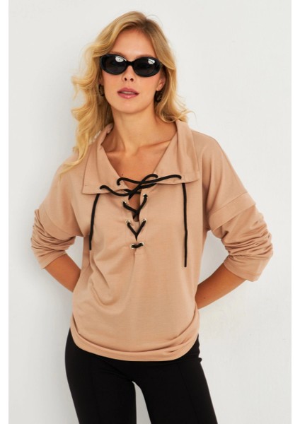 Kadın Camel Kuşgözlü Sweatshirt TF04 fiyatları