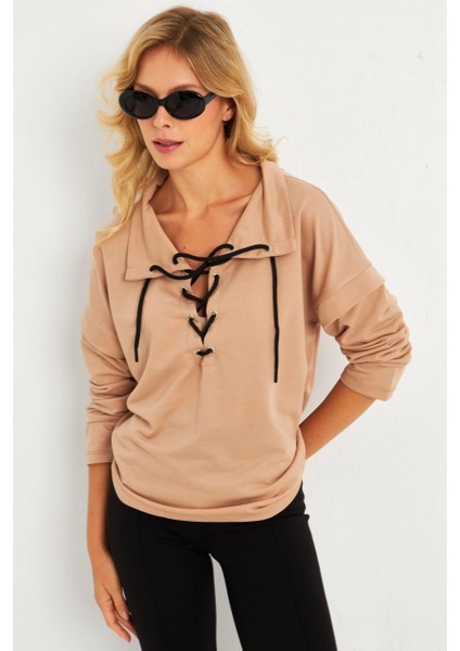 Kadın Camel Kuşgözlü Sweatshirt TF04 modelleri