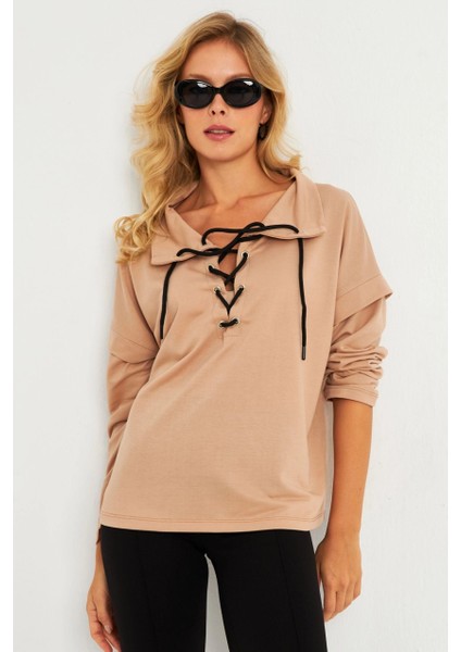 Kadın Camel Kuşgözlü Sweatshirt TF04 indirimleri