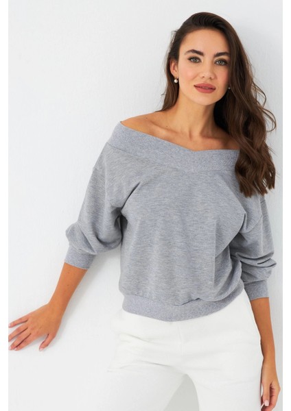 Kadın Gri Kısa Sweatshirt TF16 fiyatları