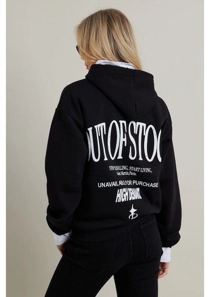 Kadın Siyah Baskılı Kapüşonlu Sweatshirt DY1451 fiyatları