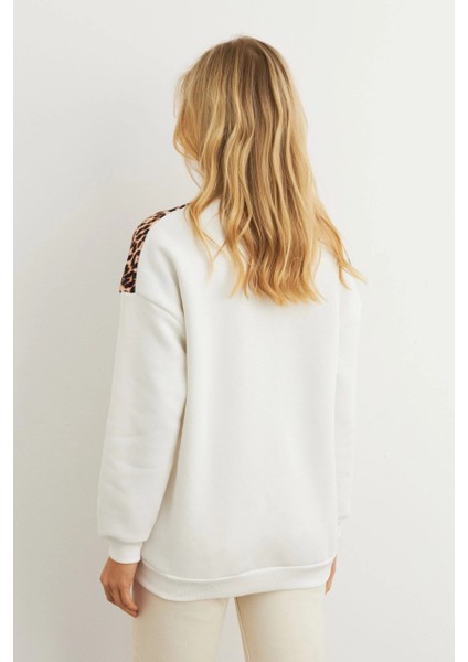 Kadın Ekru Bloklu Sweatshirt MST098 modelleri