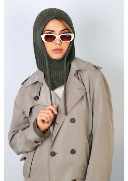 Kadın Ipli Haki Balaclava Triko Bere / Başlık modelleri