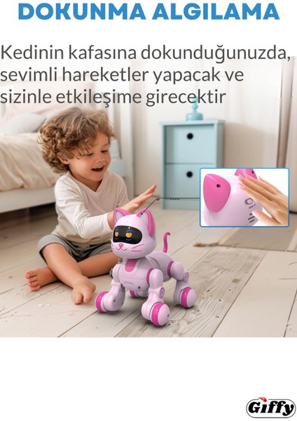 Oyuncak Full Fonksiyon Uzaktan Kumandalı El Sensörlü Şarjlı Işıklı Müzikli Dansçı Robot Kedi indirimleri