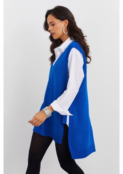 Kadın Saks Triko Süveter YV103 modelleri