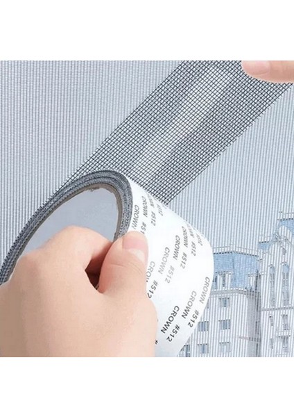 Yapışkanlı Sineklik Yaması Tülü Tamir Bandı Bantı Delik Fiber Tül Yapıştırma Gri 48 mm x 2 Metre fiyatları