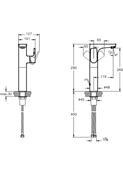Sento A42523 Lavabo Bataryası - Yandan (Yüksek) Krom fiyatları