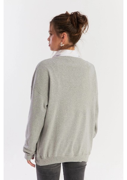 Kadın Gri Nakışlı Sweatshirt YLE20 fırsatları