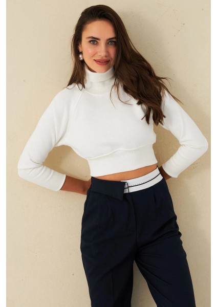 Kadın Ekru Balıkçı Crop Sweatshirt DY1469 fiyatları