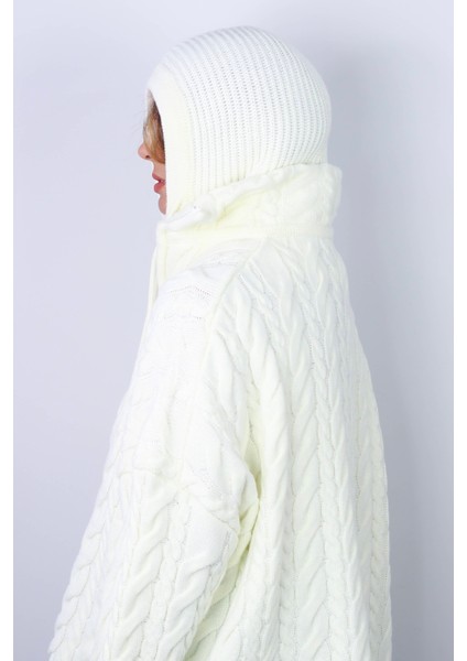 Kadın Ipli Krem Balaclava Triko Bere / Başlık modelleri