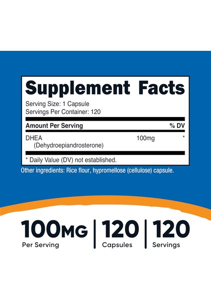 Nutricost Dhea 100MG 120 Caps - Gluten Free, Soy Free, Non-Gmo fiyatları