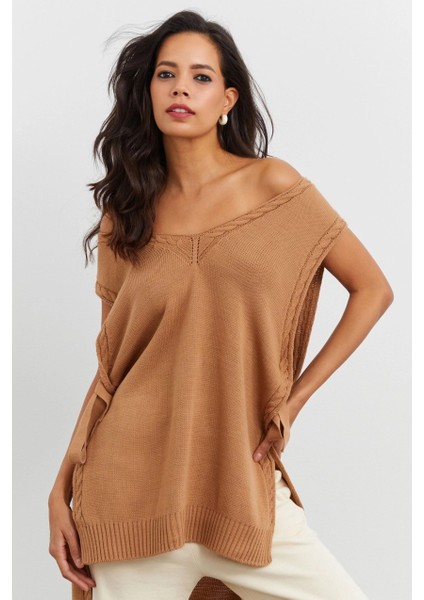 Kadın Camel Triko Süveter YV103 fiyatları