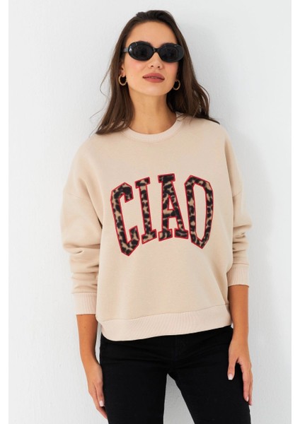 Kadın Vanilya Baskılı Sweatshirt MPP6429 fırsatları